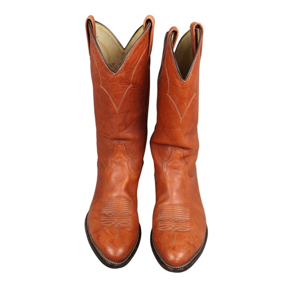 Vintage Tony Lama Leather Cowboy Boots Mens Sz 8.5 EE Brown Style 5084 USA Made - Picture 2 of 15